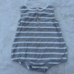 Vignette 12-18m Grey White Striped Tank Bryn Bubble Romper One Piece Cotton
